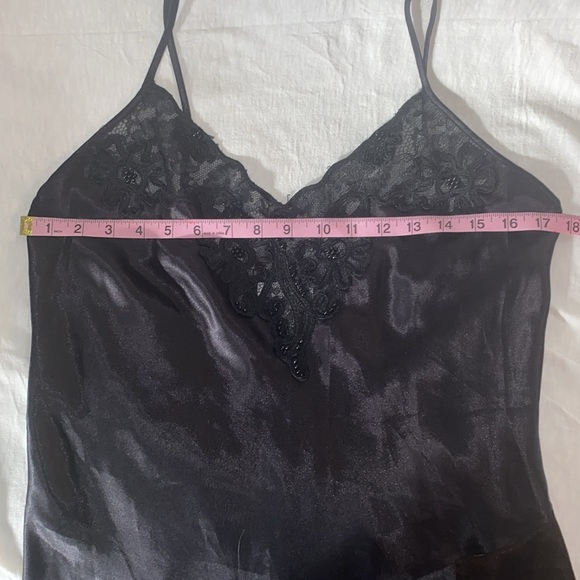 Cacique Chemise Size M Vintage Lace Floral Ruffle Spaghetti Strap Slip Dress - Picture 8 of 10